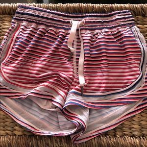 Lululemon Pink Red Blue Draw String Running Shorts